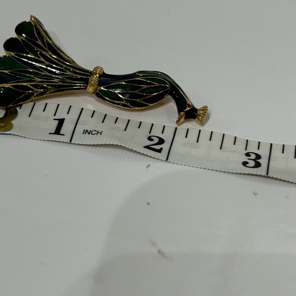 Vintage Rare D”Orlan Enamel Peacock Gold tone Brooch - Picture 10 of 10